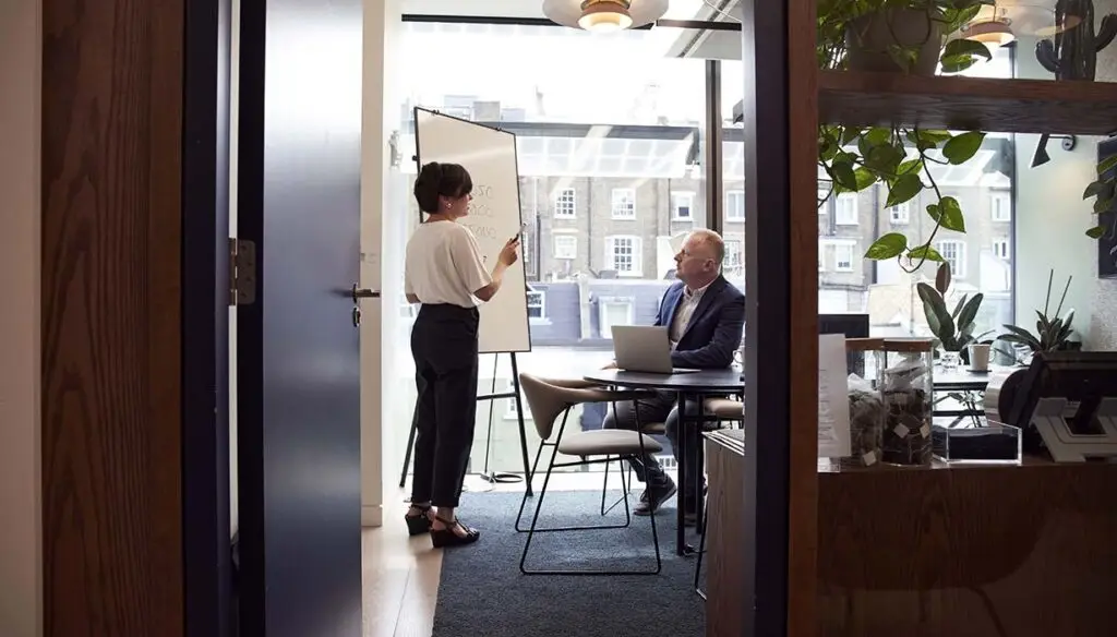 two workers in meeting
