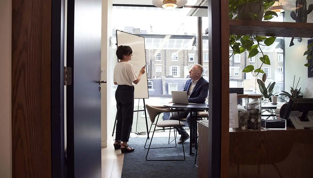 two workers in meeting