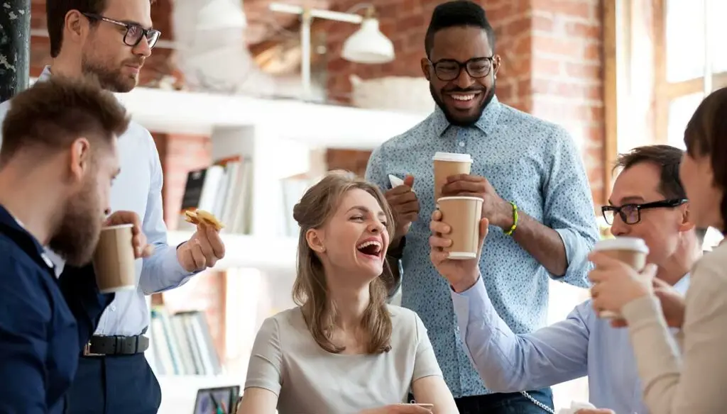 diverse group enjoying coffee