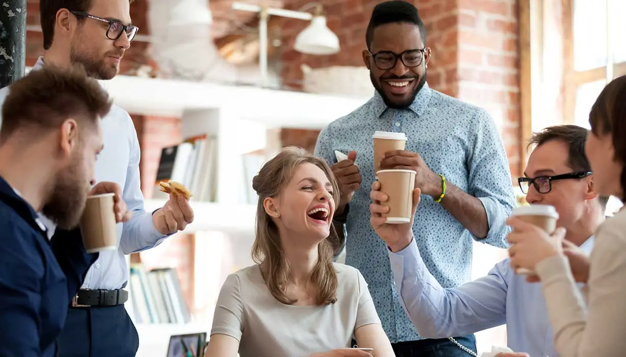 diverse group enjoying coffee