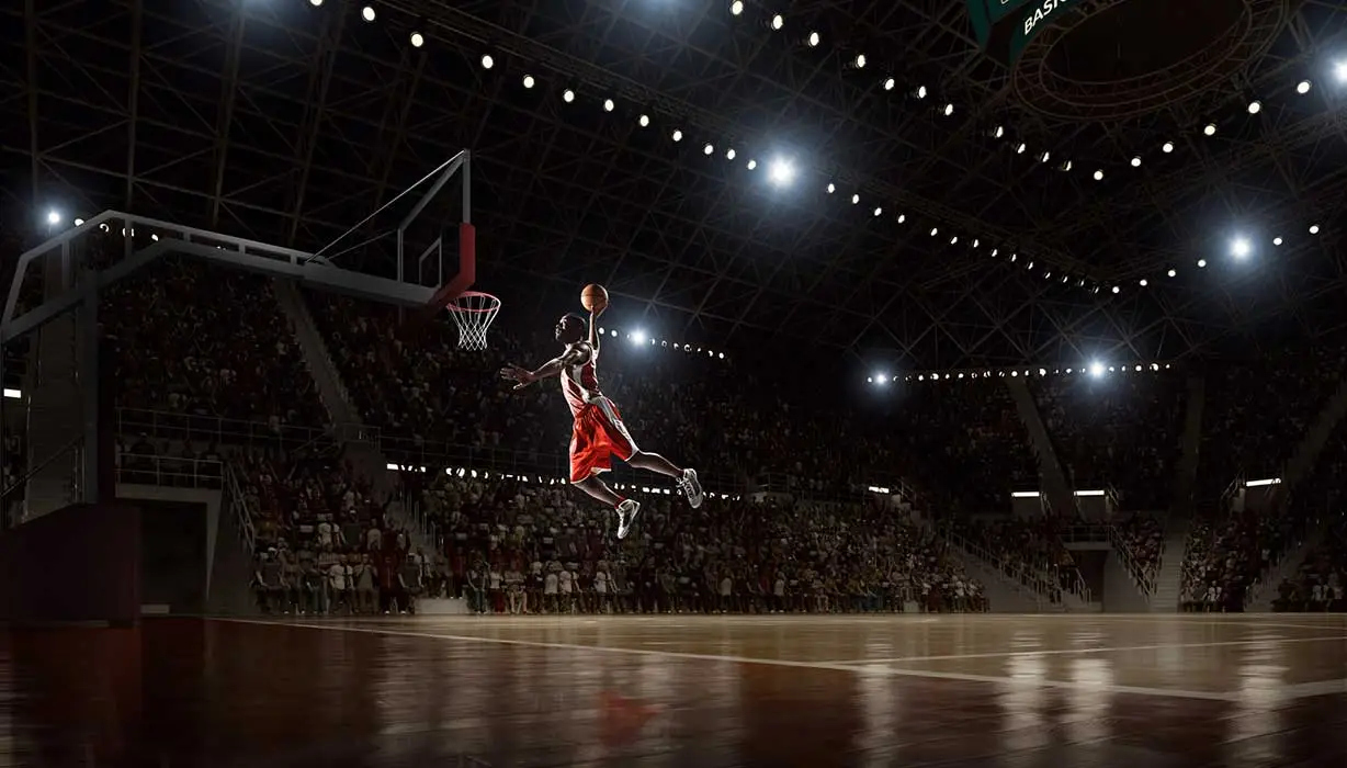 basketball player dunking