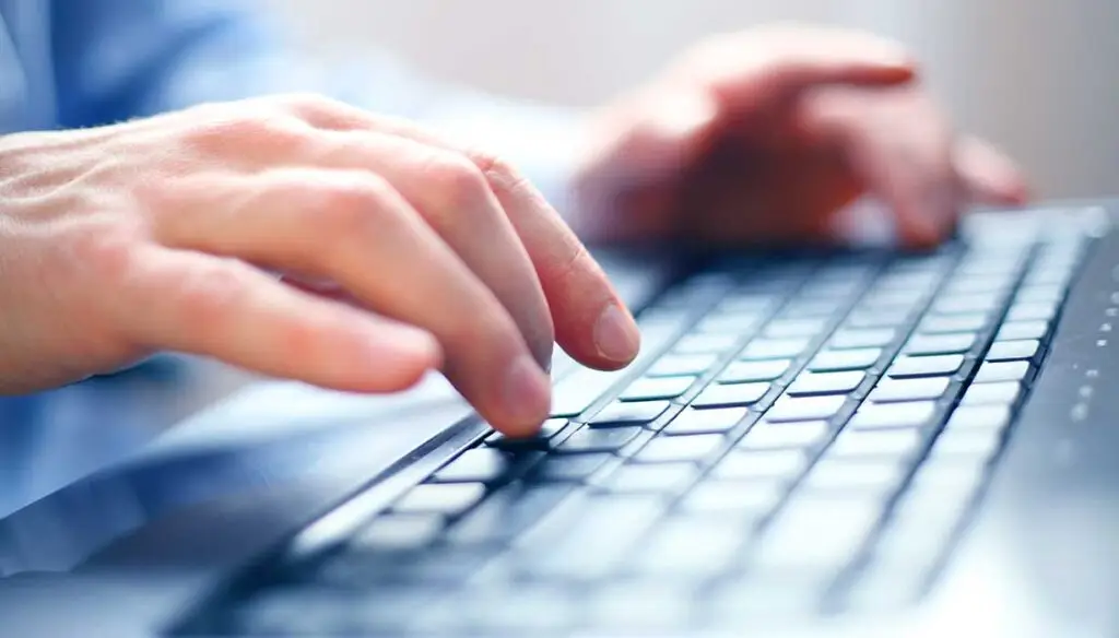 typing on keyboard