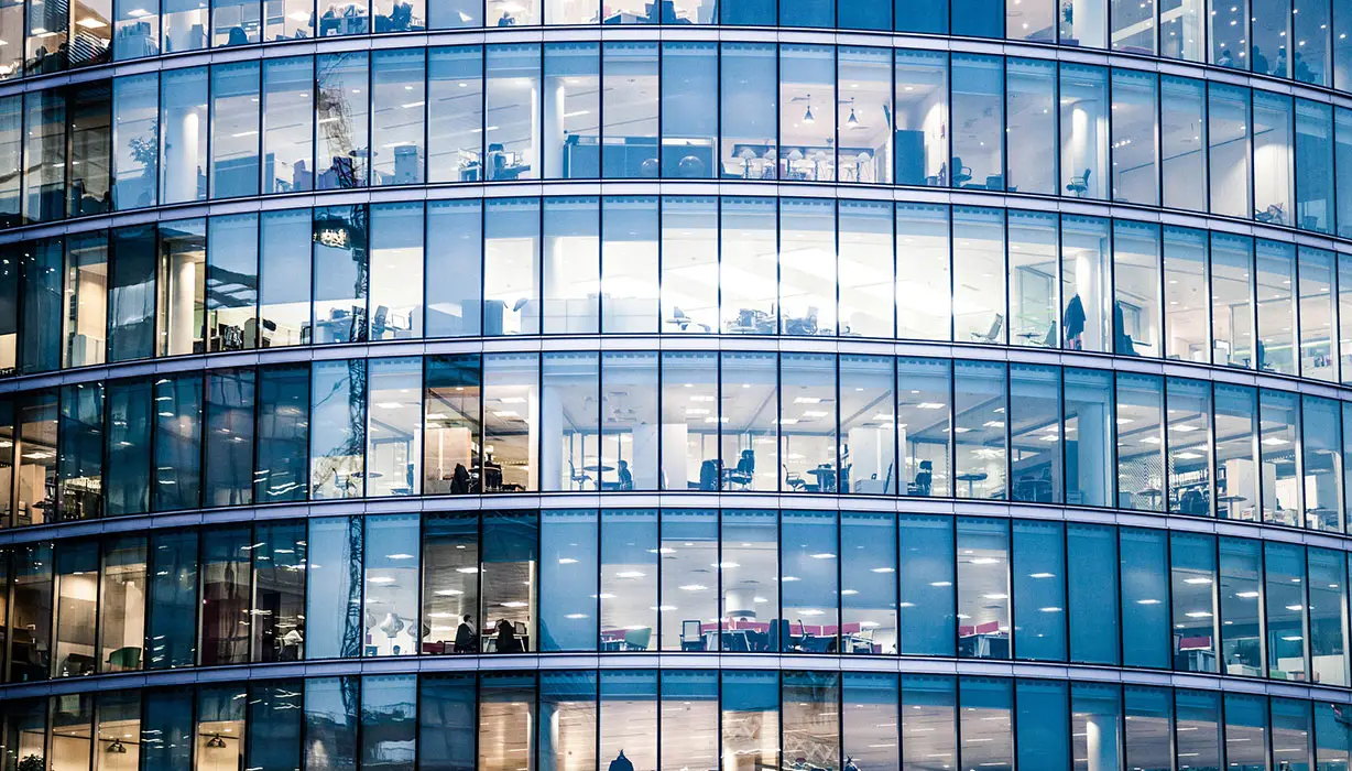 modern glassed office building