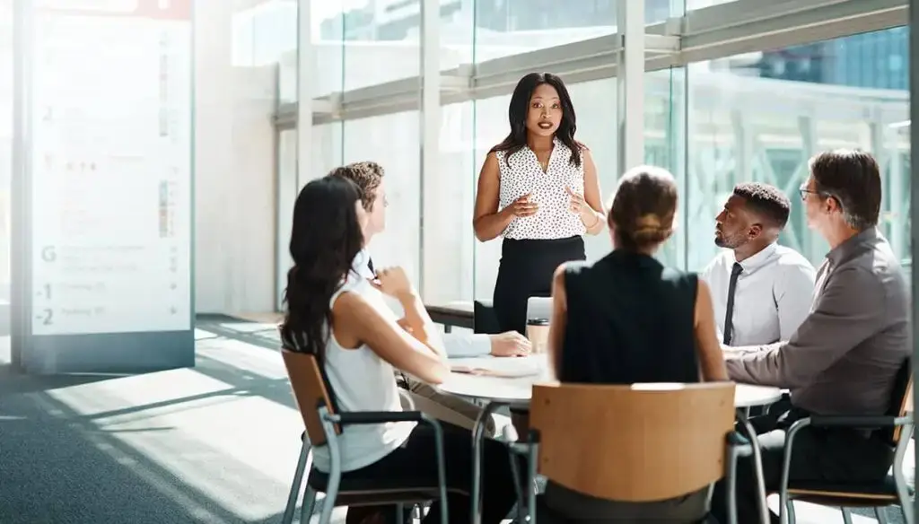 several workers in planning session
